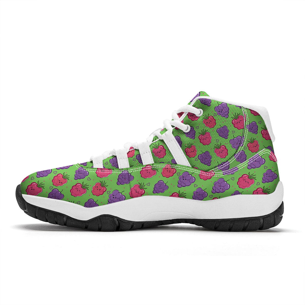 Grape Cute Print Pattern White Bball Shoes-grizzshop