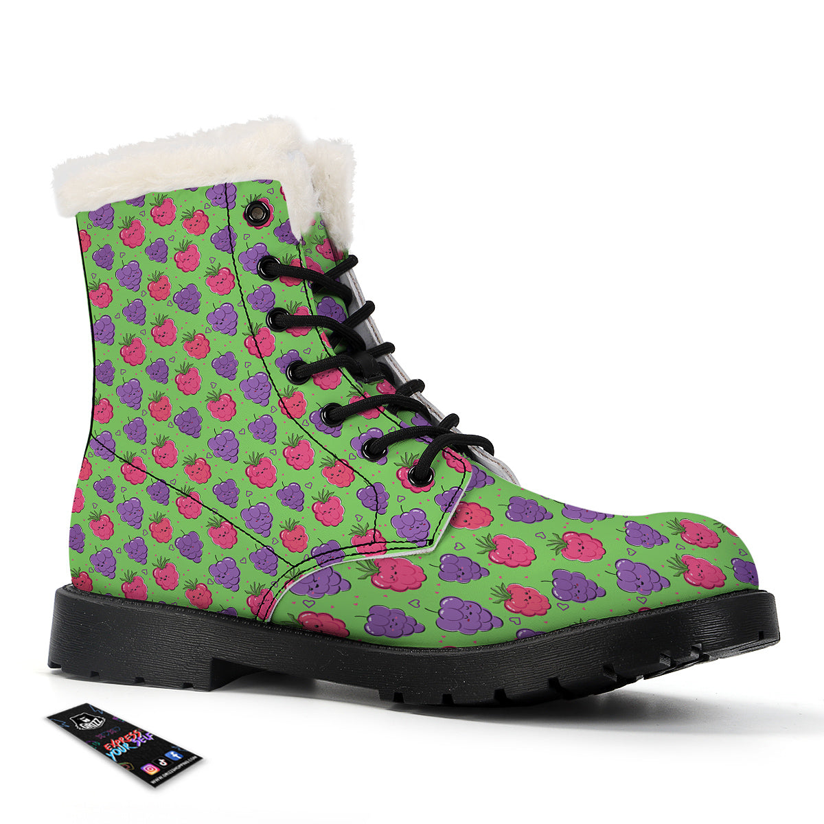 Grape Cute Print Pattern Winter Boots-grizzshop