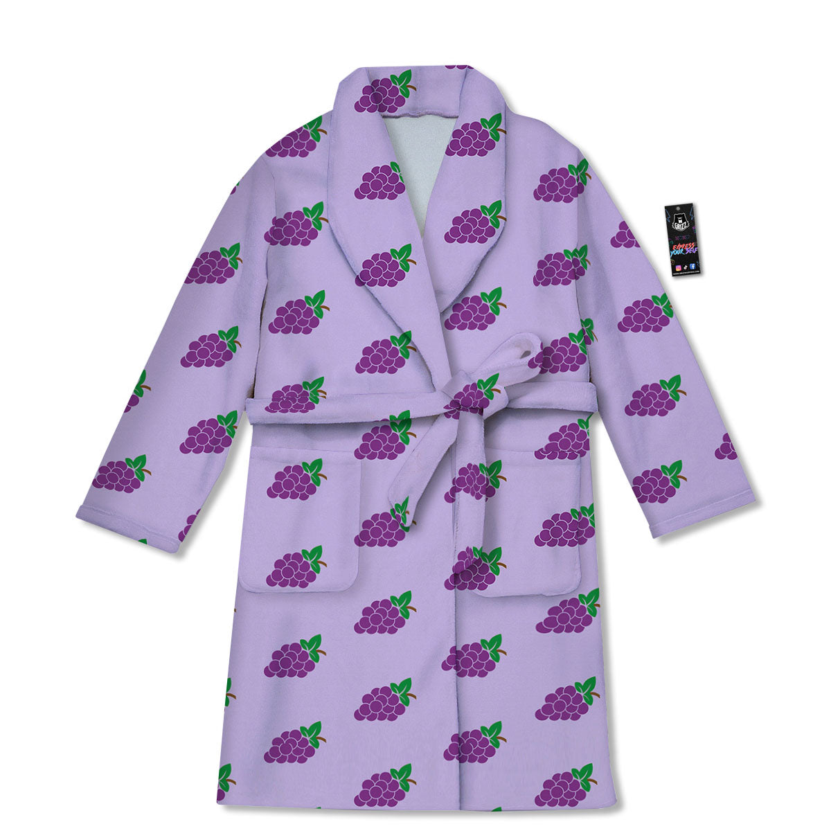 Grape Purple Print Pattern Bathrobe-grizzshop