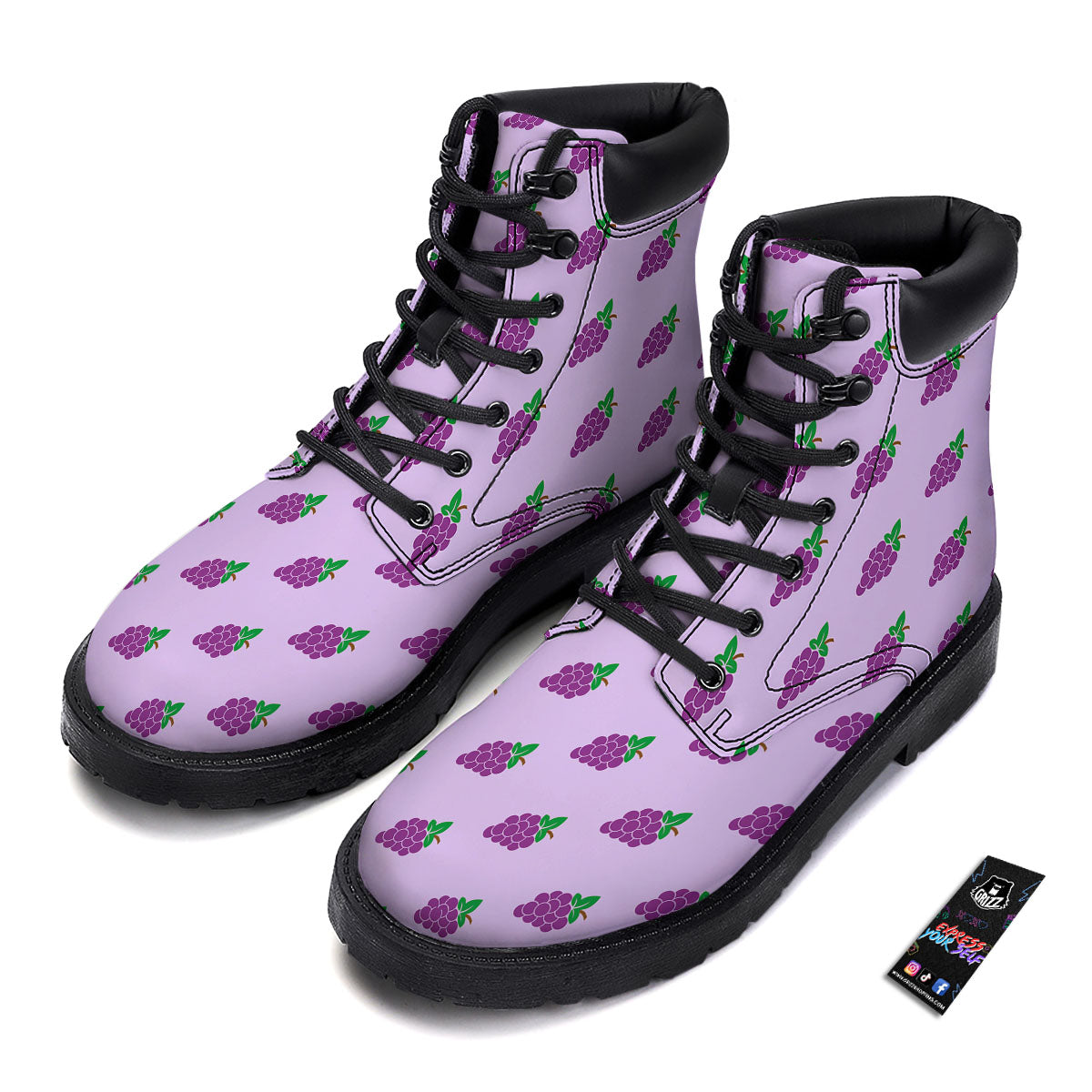 Grape Purple Print Pattern Boots-grizzshop