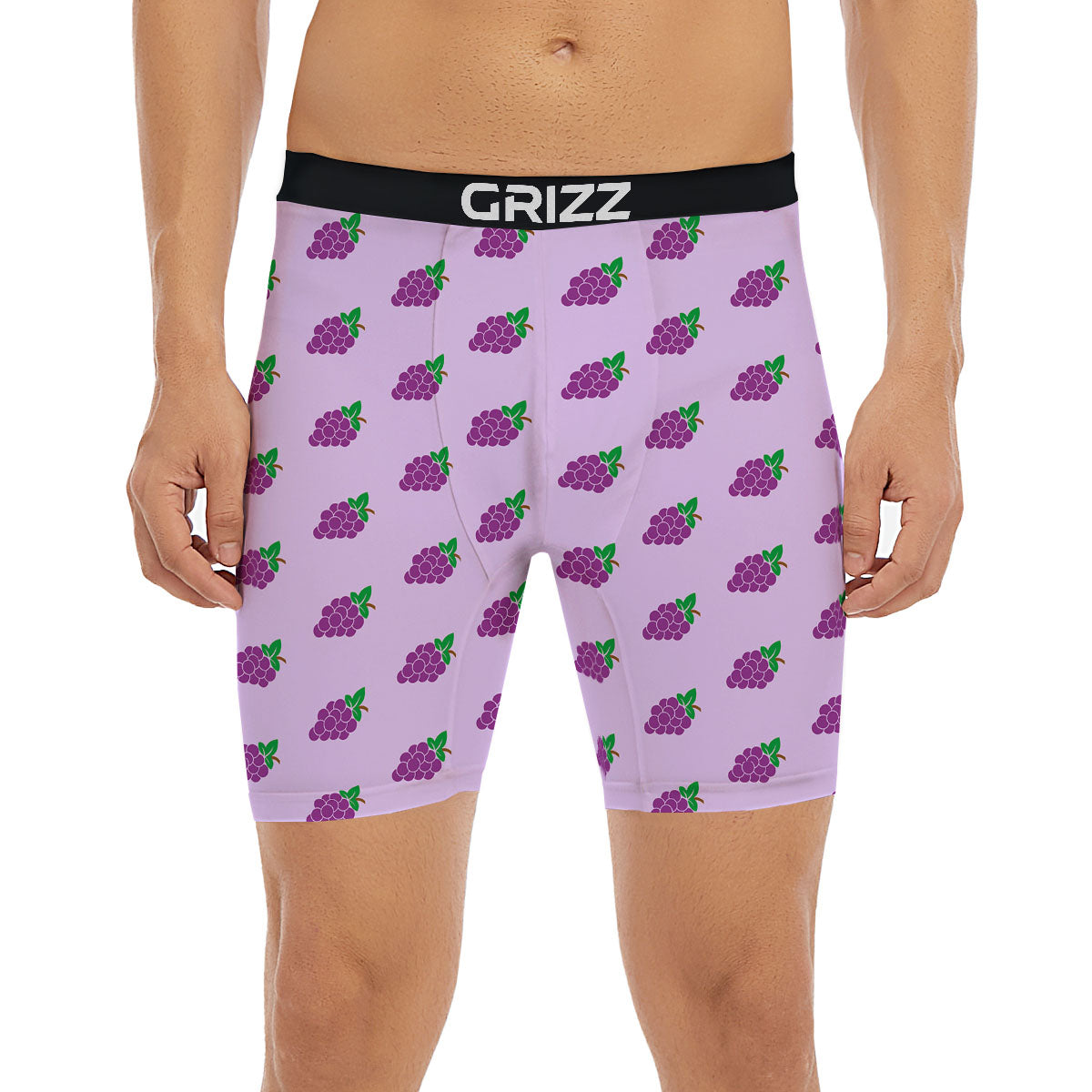 Grape Purple Print Pattern Boxer Briefs-grizzshop