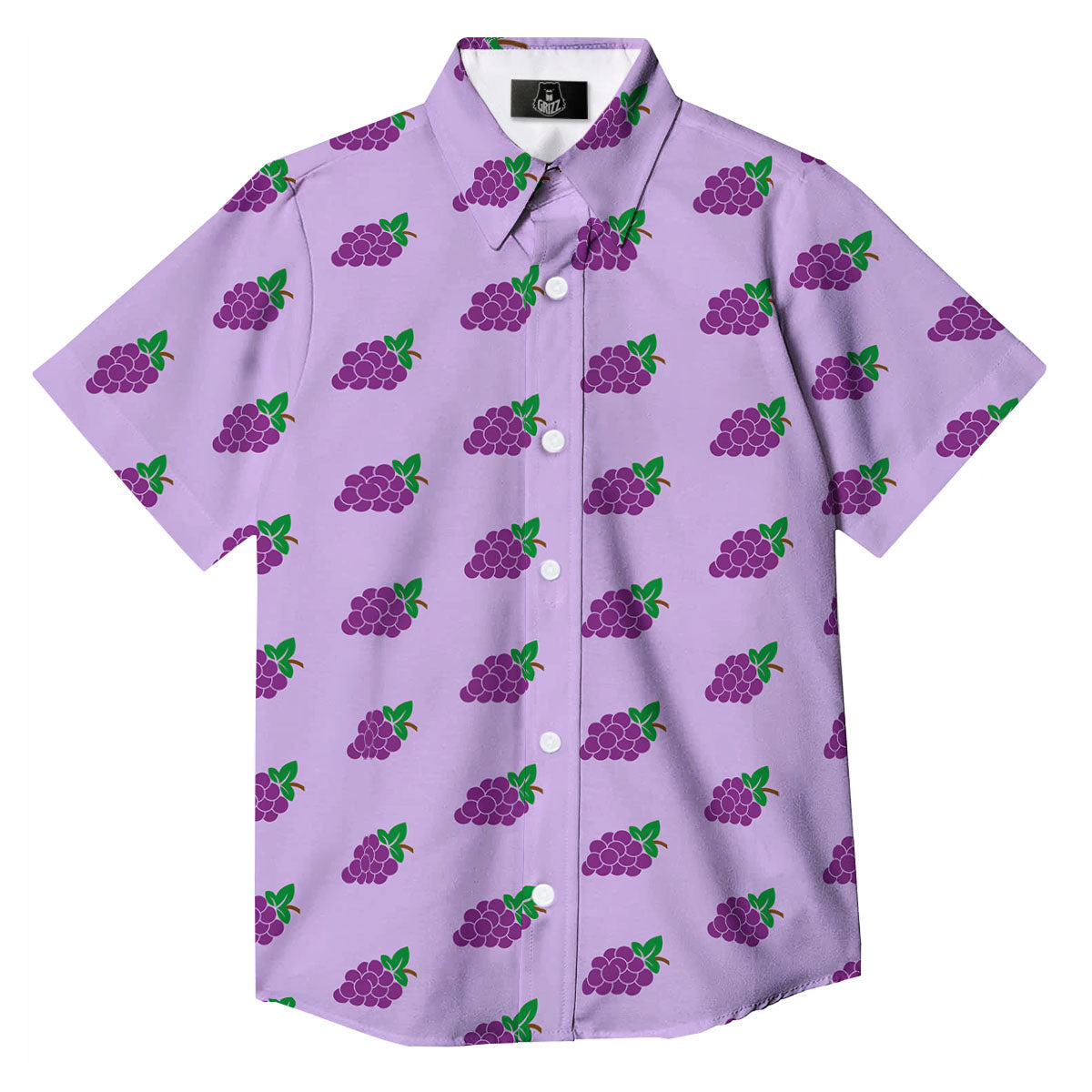 Grape Purple Print Pattern Button Up Shirt-grizzshop