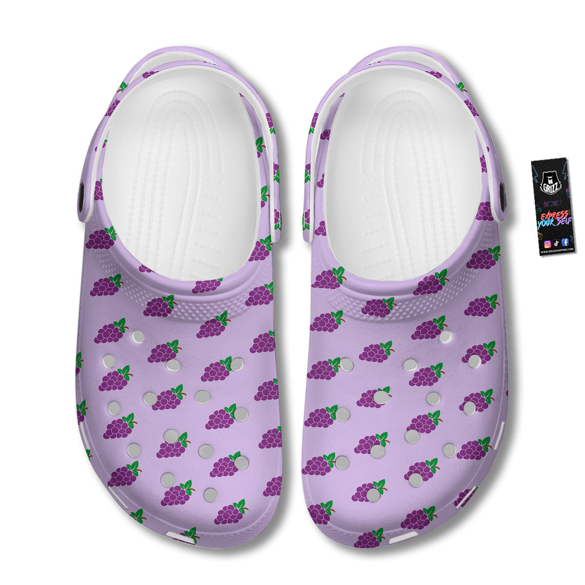 Grape Purple Print Pattern Clog-grizzshop