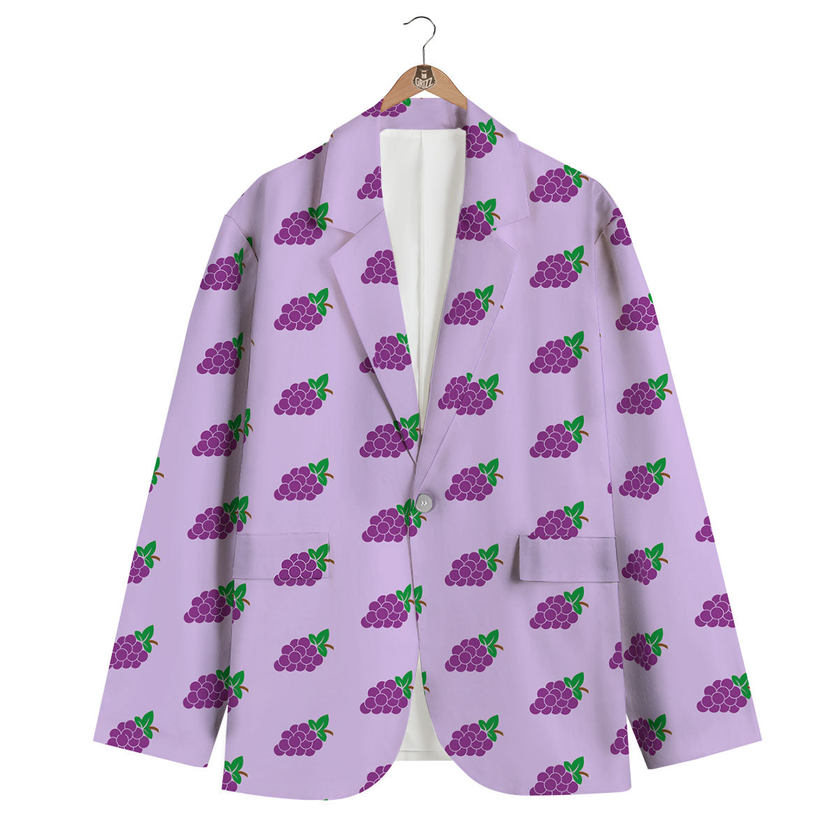 Grape Purple Print Pattern Men's Blazer-grizzshop