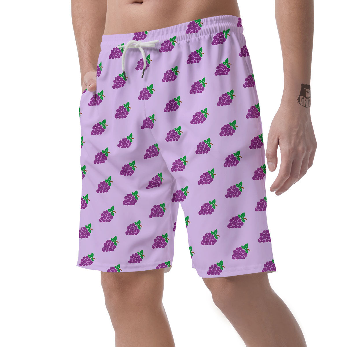 Grape Purple Print Pattern Men's Shorts-grizzshop
