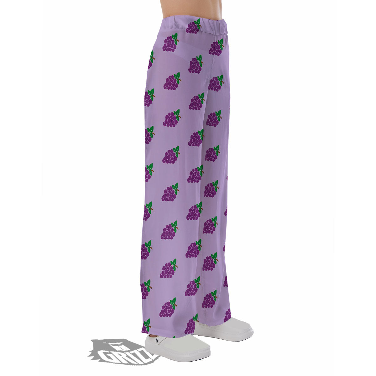 Grape Purple Print Pattern Pajama Pants-grizzshop