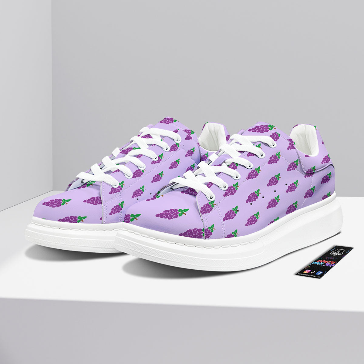 Grape Purple Print Pattern Platform Shoes-grizzshop