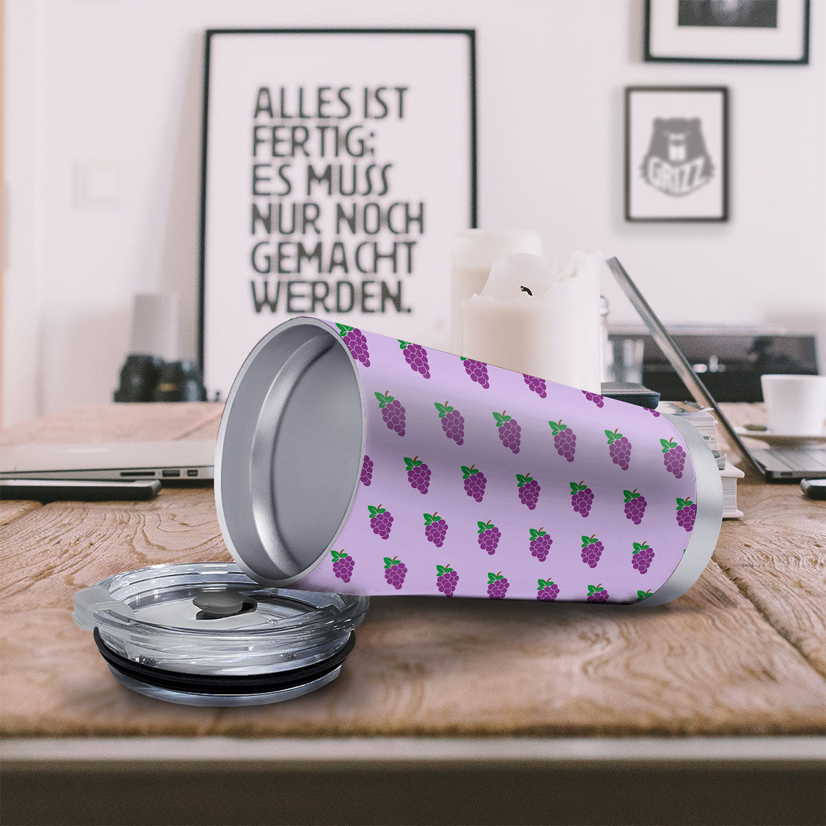 Grape Purple Print Pattern Tumbler-grizzshop