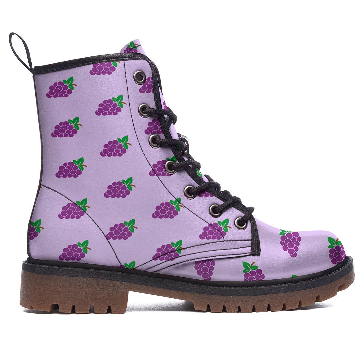Grape Purple Print Pattern Work Boots-grizzshop