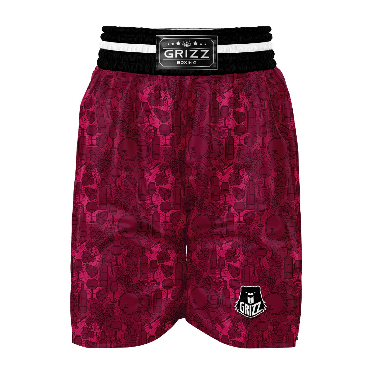 Grape Red Wine Pattern Print Boxing Shorts-grizzshop