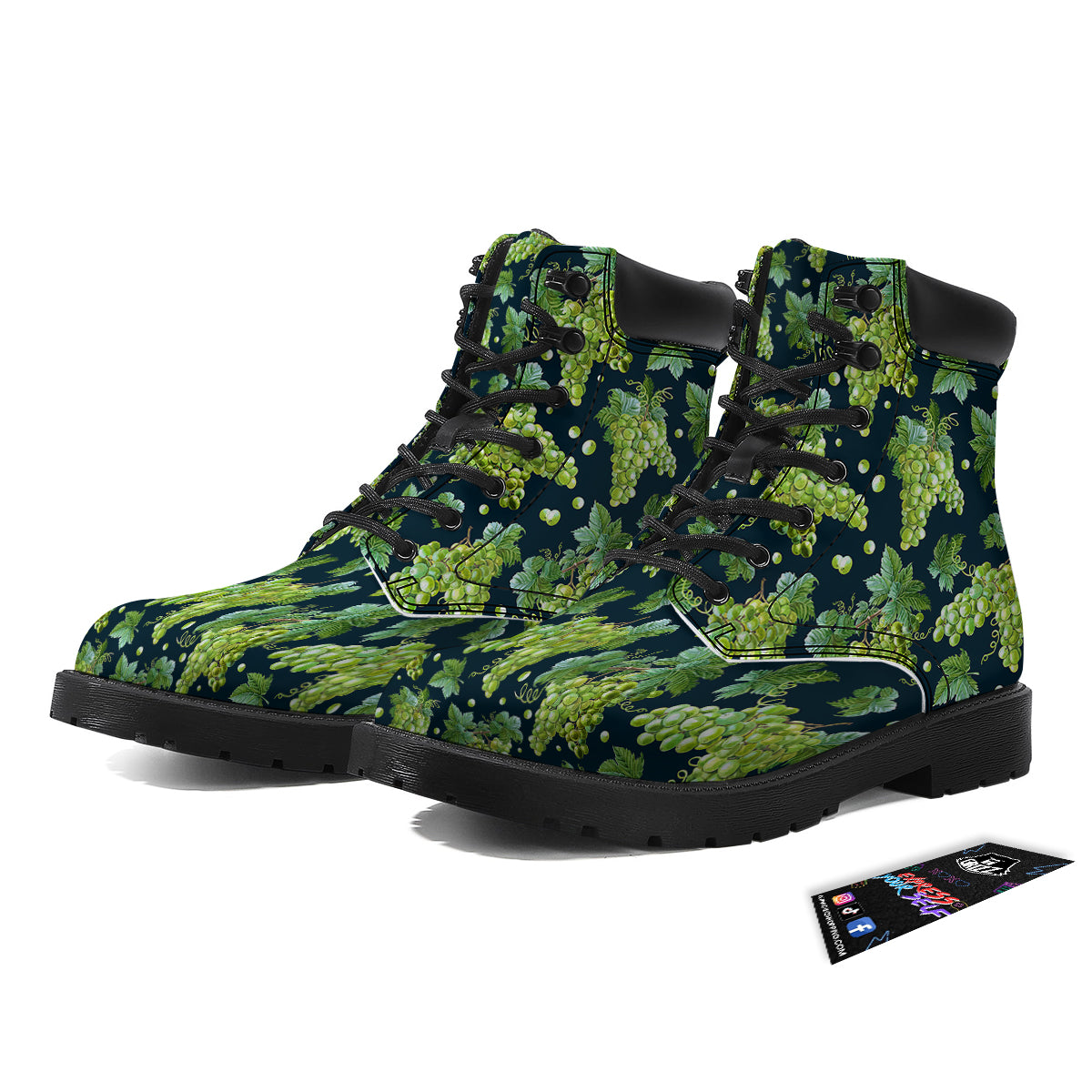 Grape Watercolor Print Pattern Boots-grizzshop