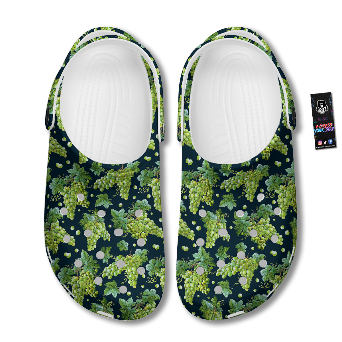 Grape Watercolor Print Pattern Clog-grizzshop