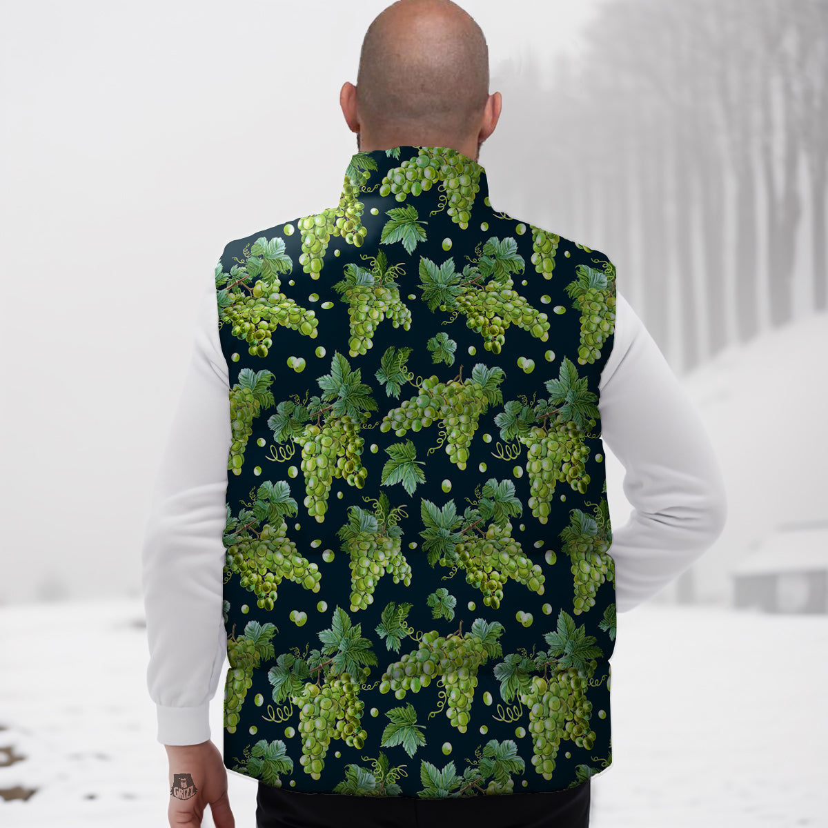 Grape Watercolor Print Pattern Down Vest-grizzshop