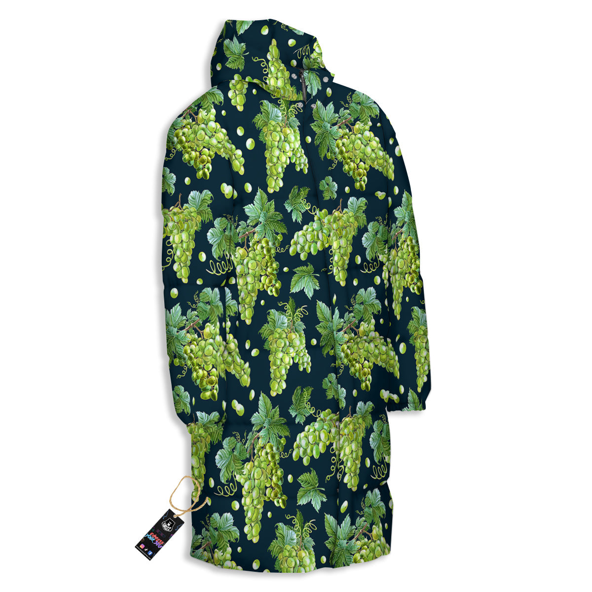 Grape Watercolor Print Pattern Long Down Jacket-grizzshop