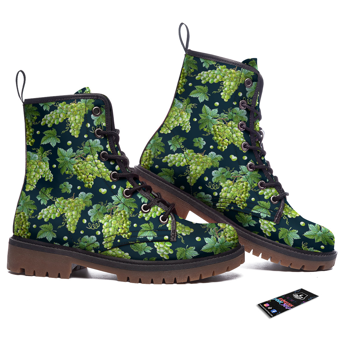 Grape Watercolor Print Pattern Work Boots-grizzshop