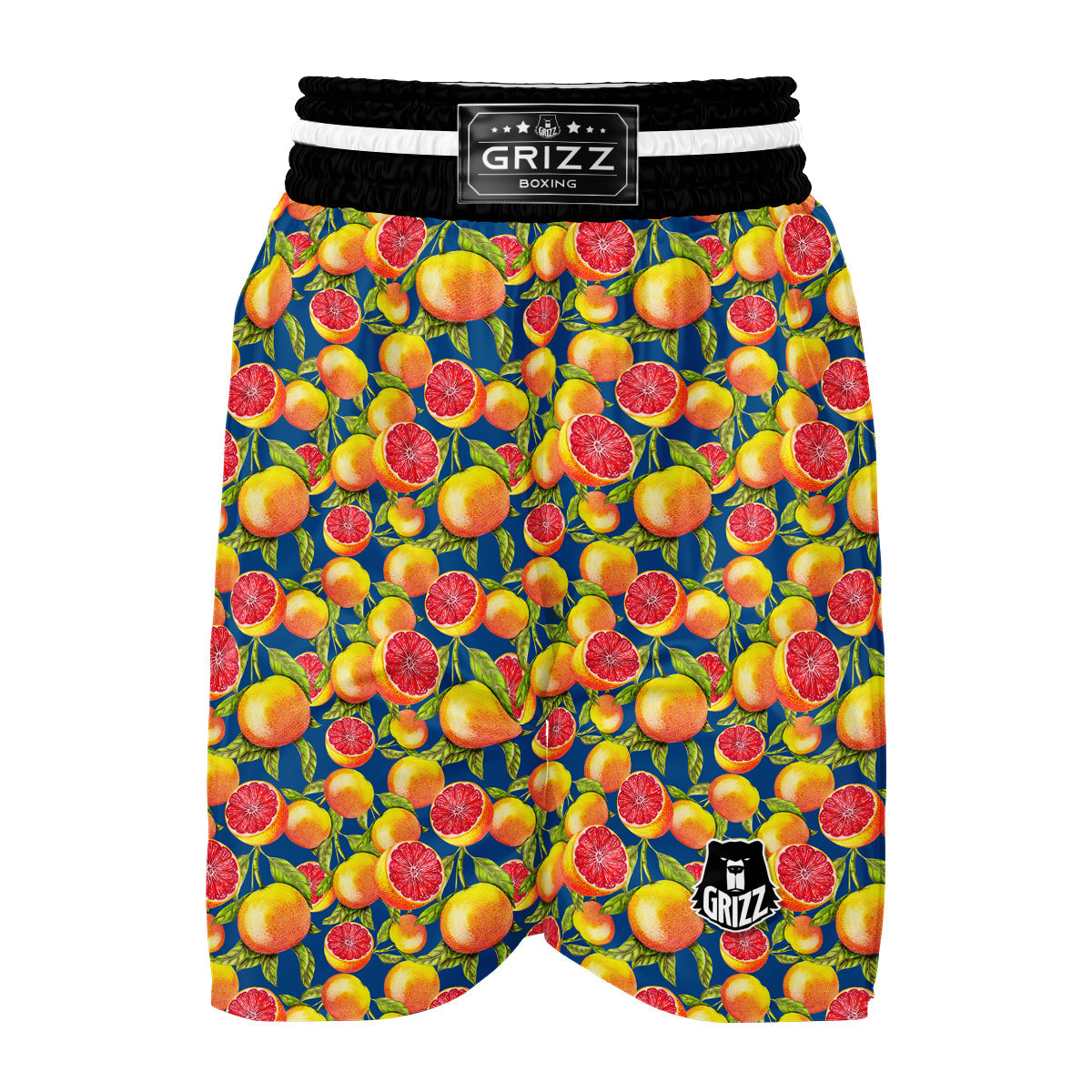 Grapefruit Exotic Blue Print Pattern Boxing Shorts-grizzshop
