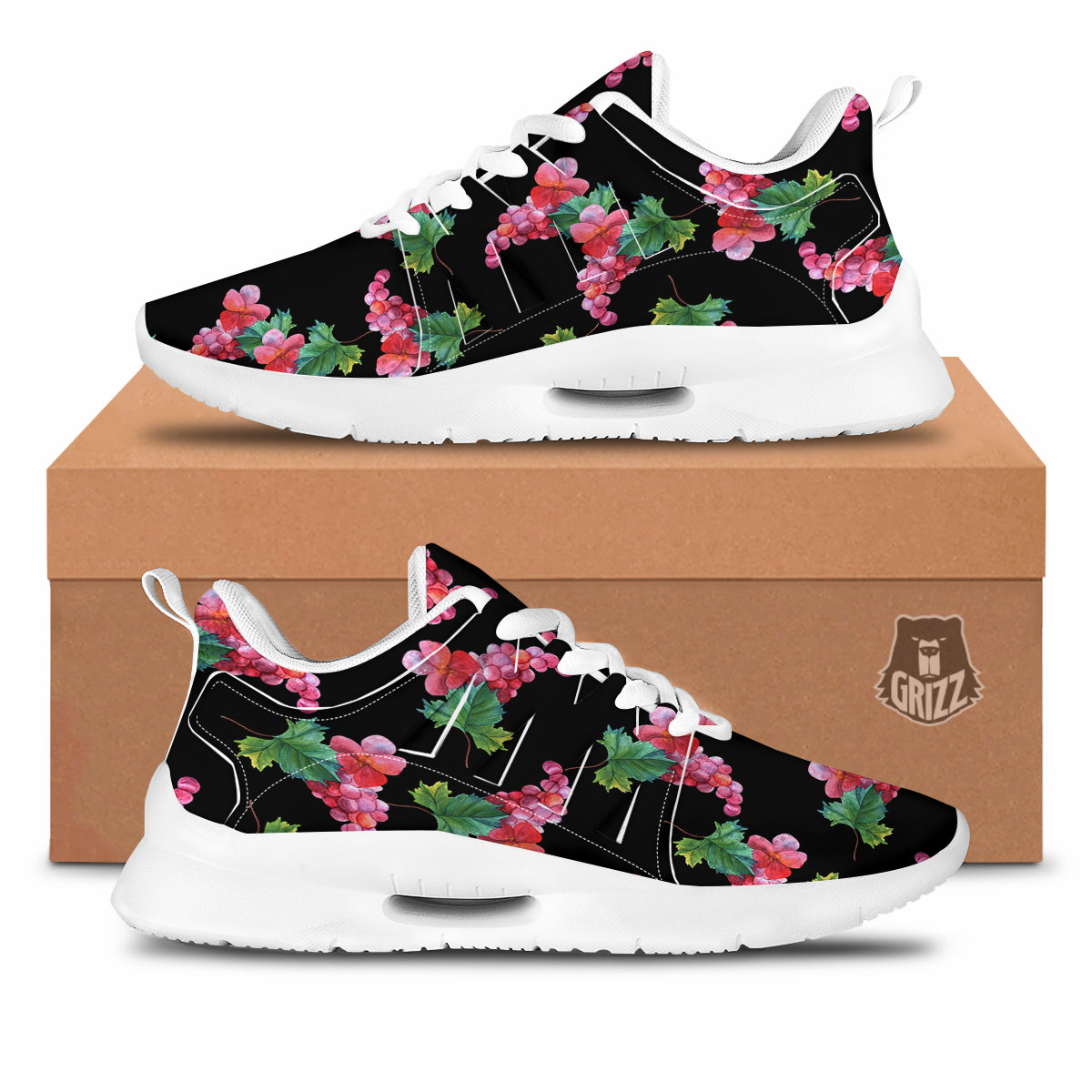 Grapes Purple Watercolor Print Pattern Tennis Shoes-grizzshop