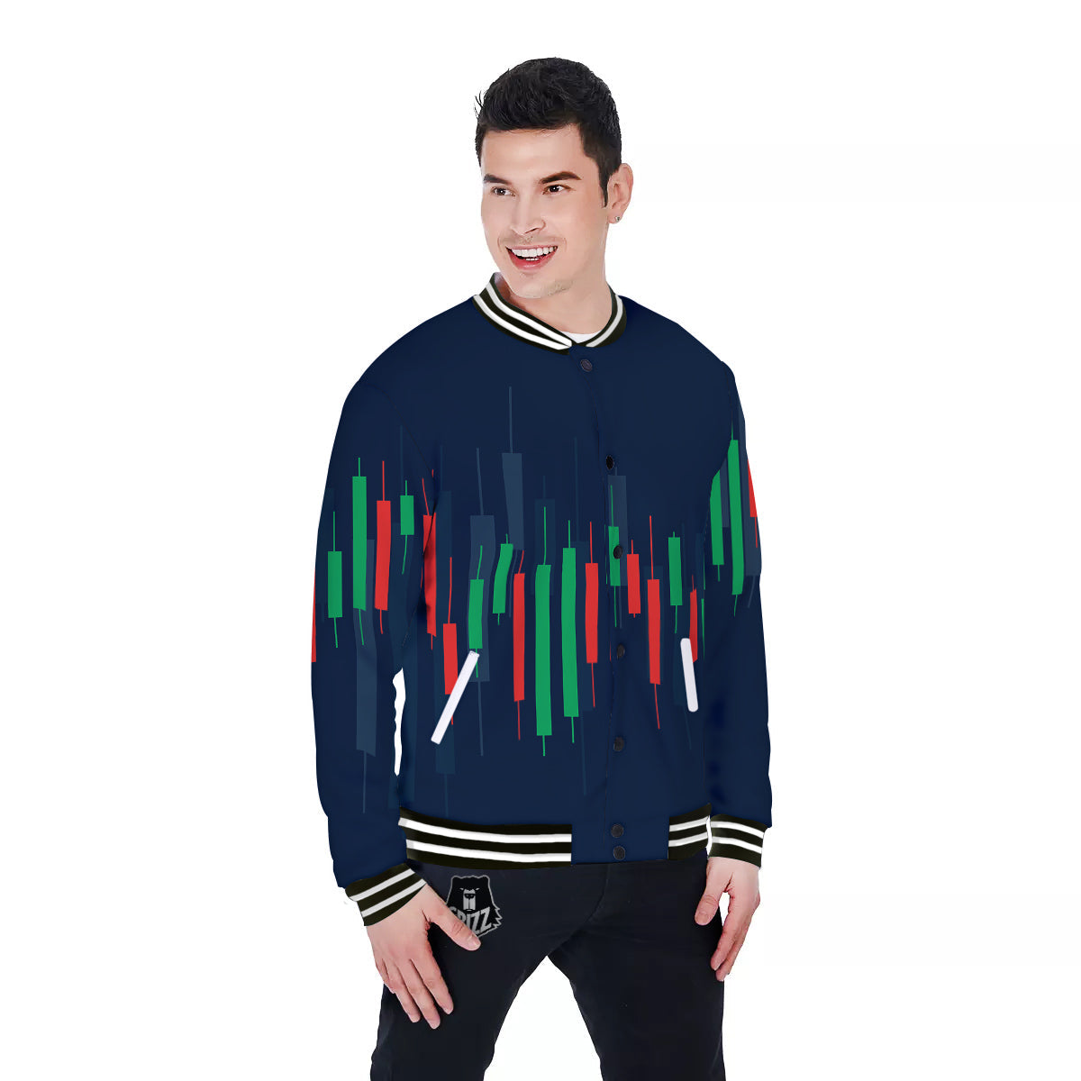Graph Chart Candlestick Stock Print Baseball Jacket-grizzshop