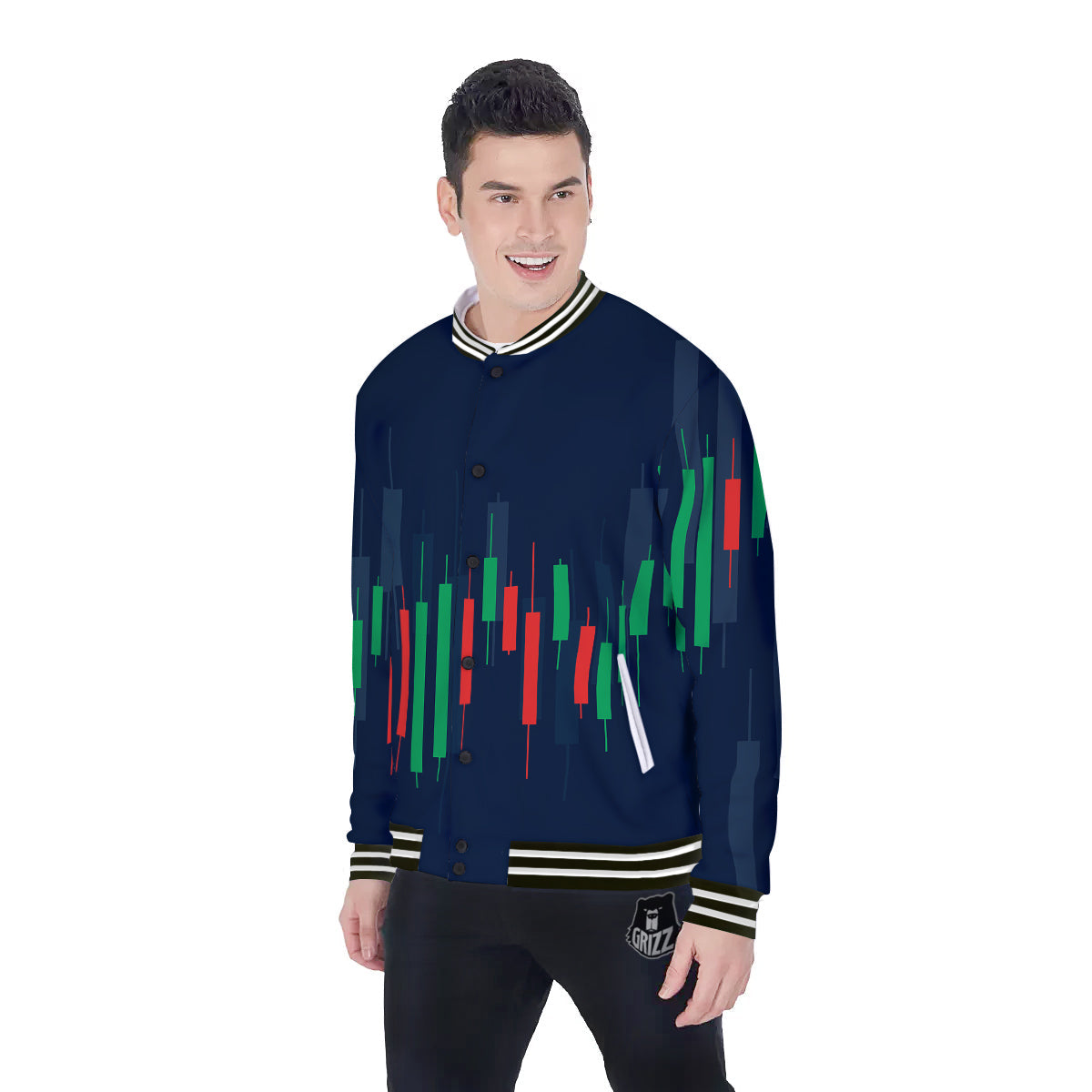 Graph Chart Candlestick Stock Print Baseball Jacket-grizzshop