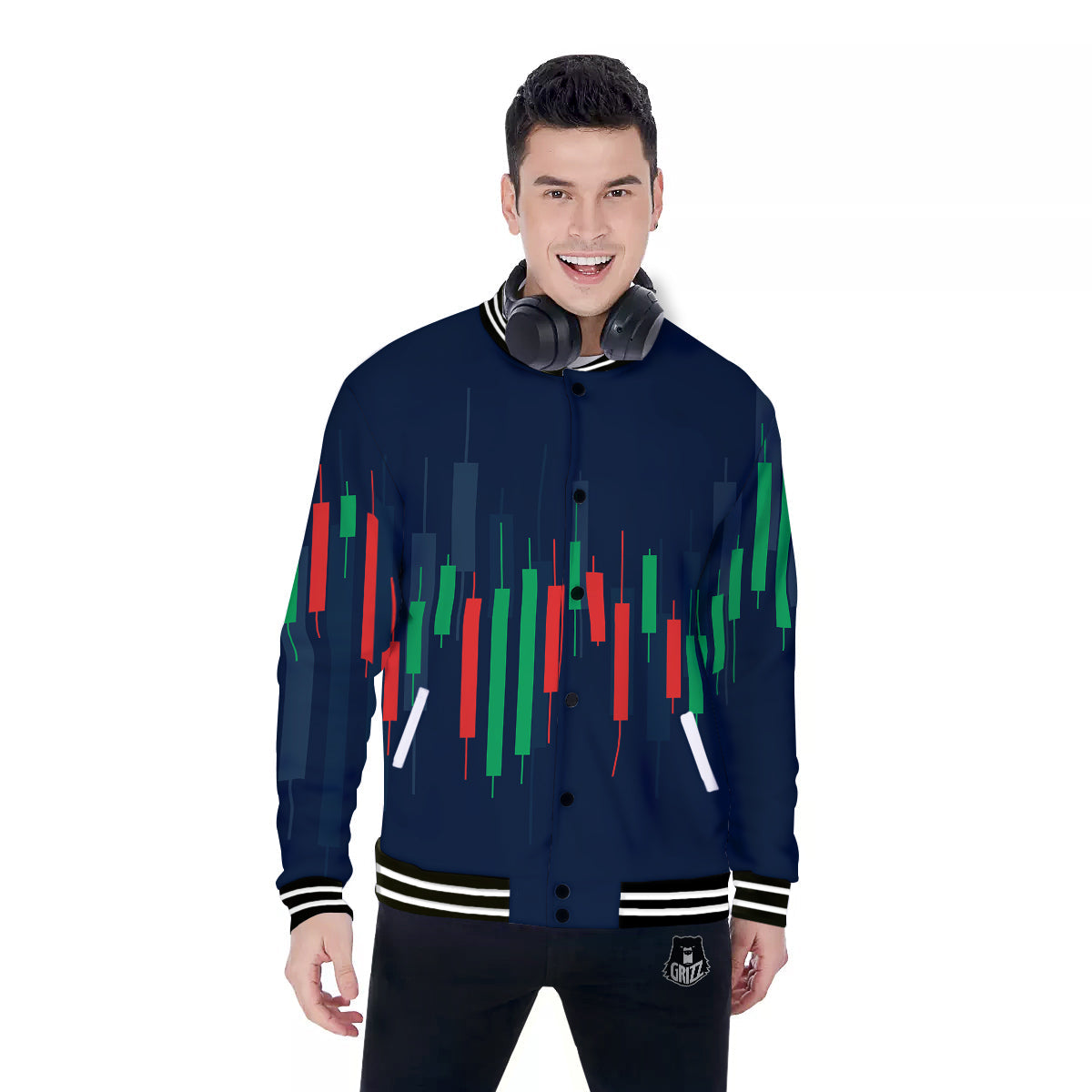 Graph Chart Candlestick Stock Print Baseball Jacket-grizzshop