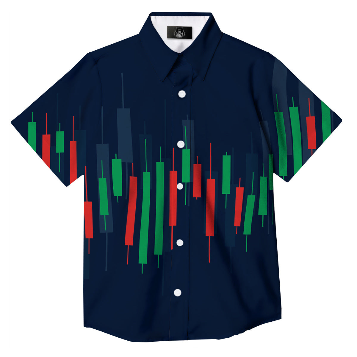 Graph Chart Candlestick Stock Print Button Up Shirt-grizzshop