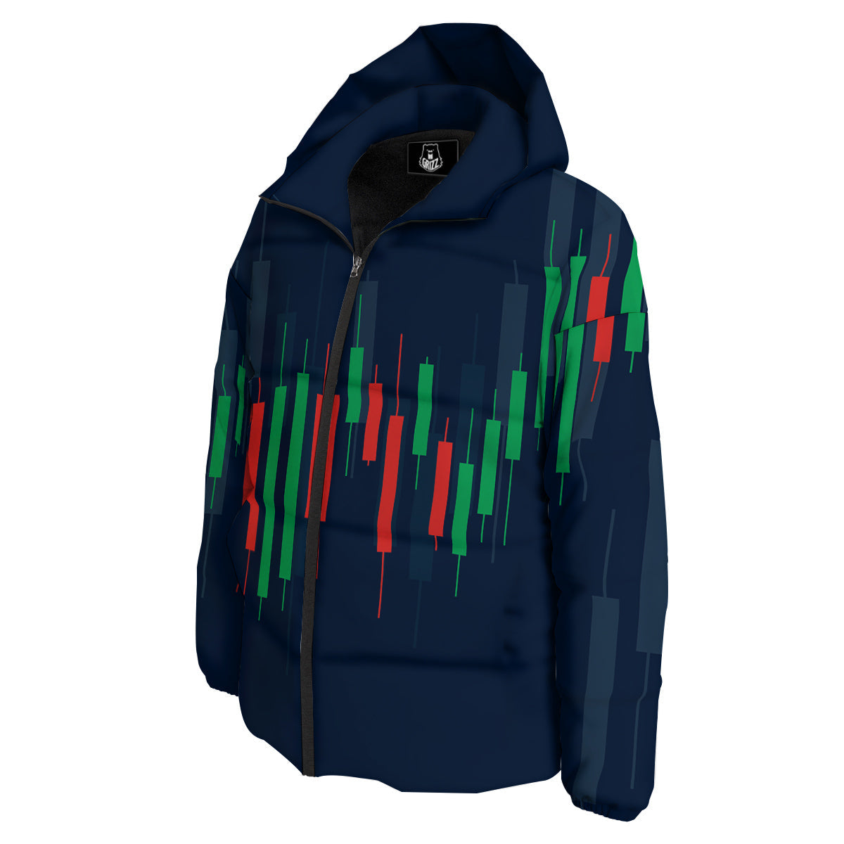 Graph Chart Candlestick Stock Print Down Jacket-grizzshop