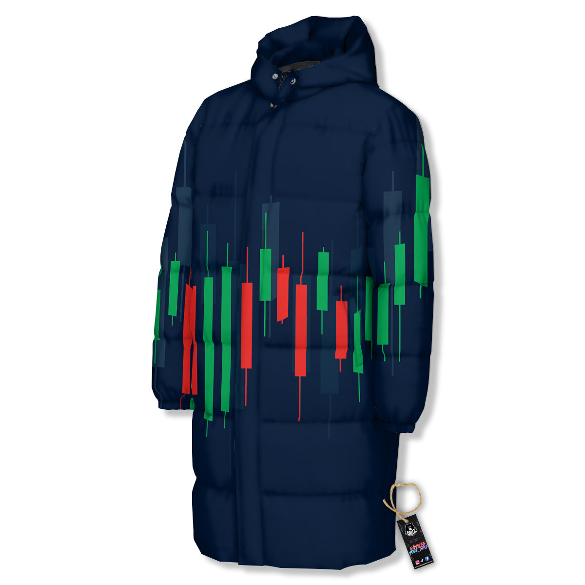 Graph Chart Candlestick Stock Print Long Down Jacket-grizzshop