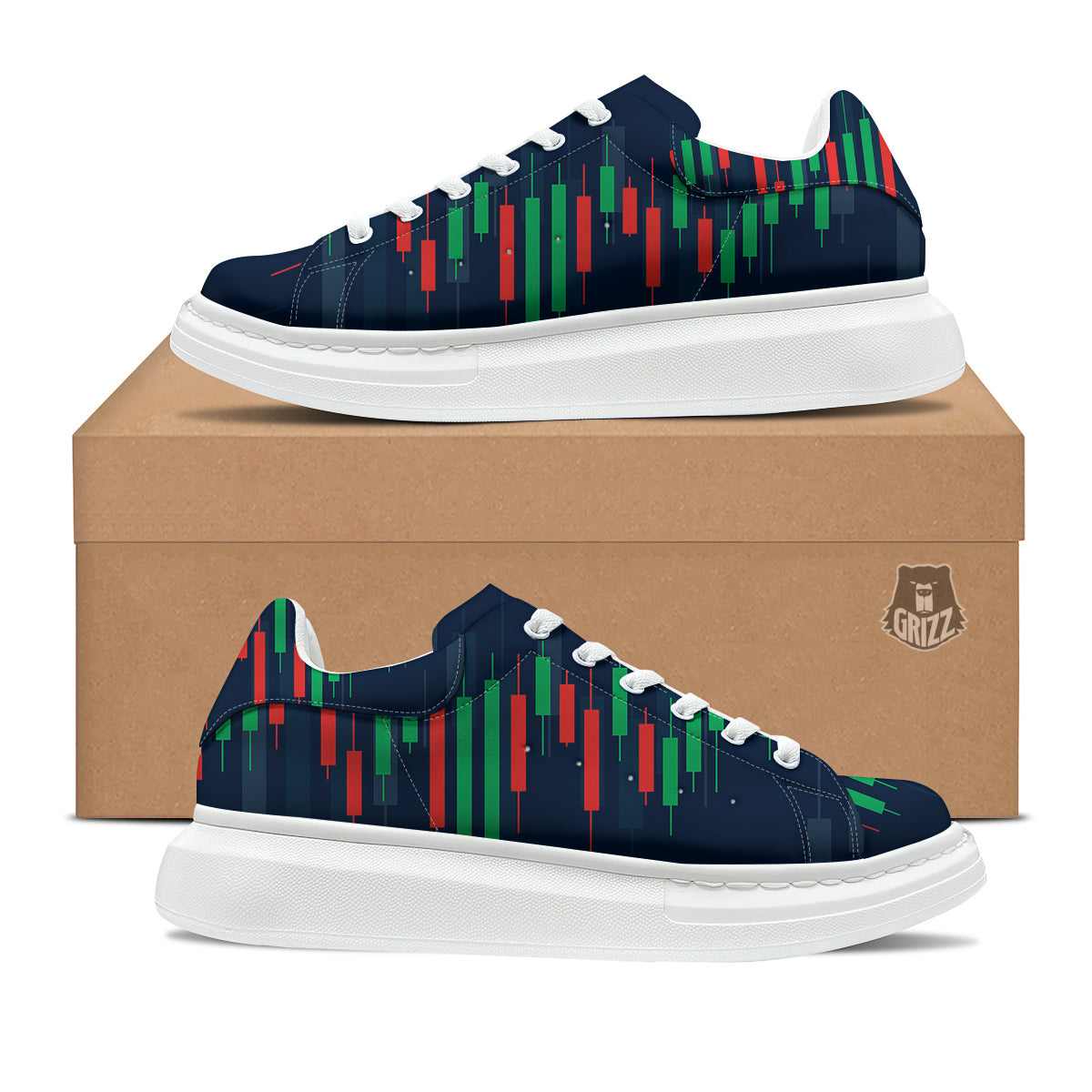 Graph Chart Candlestick Stock Print Platform Shoes-grizzshop