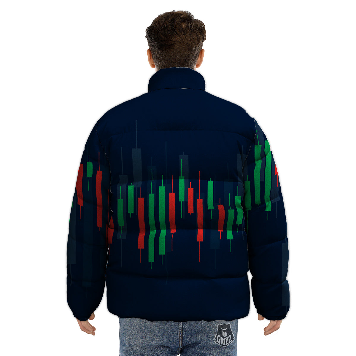 Graph Chart Candlestick Stock Print Puffer Jacket-grizzshop