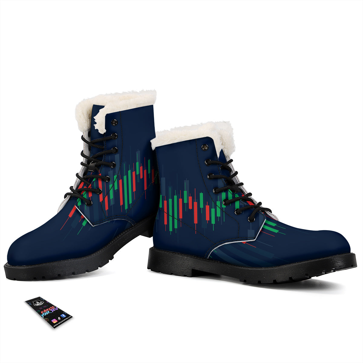 Graph Chart Candlestick Stock Print Winter Boots-grizzshop