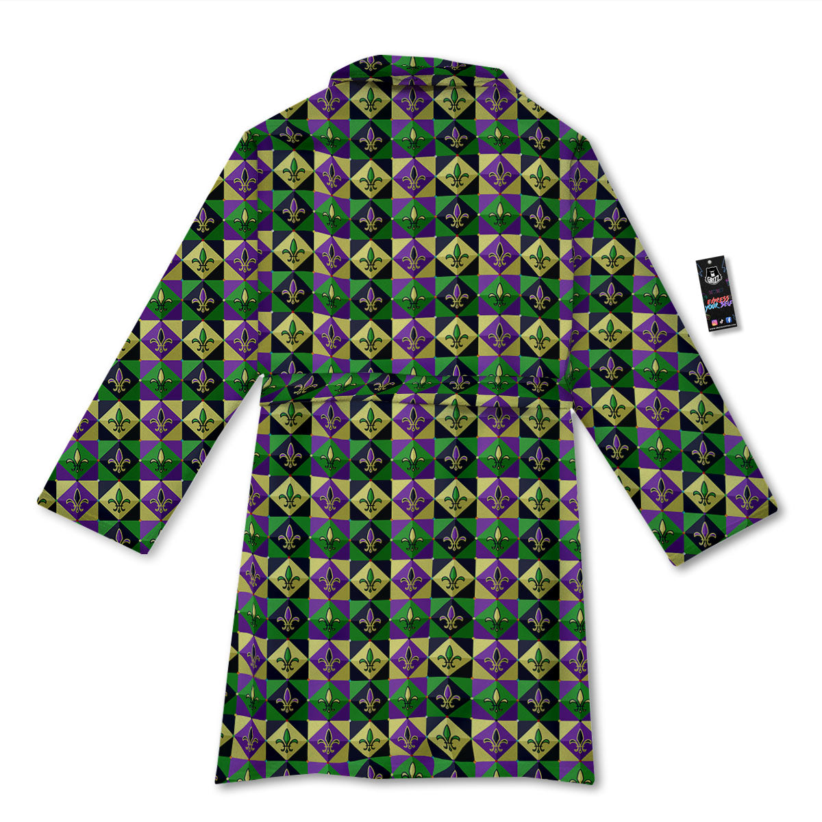 Gras Geometric Mardi Print Pattern Bathrobe-grizzshop