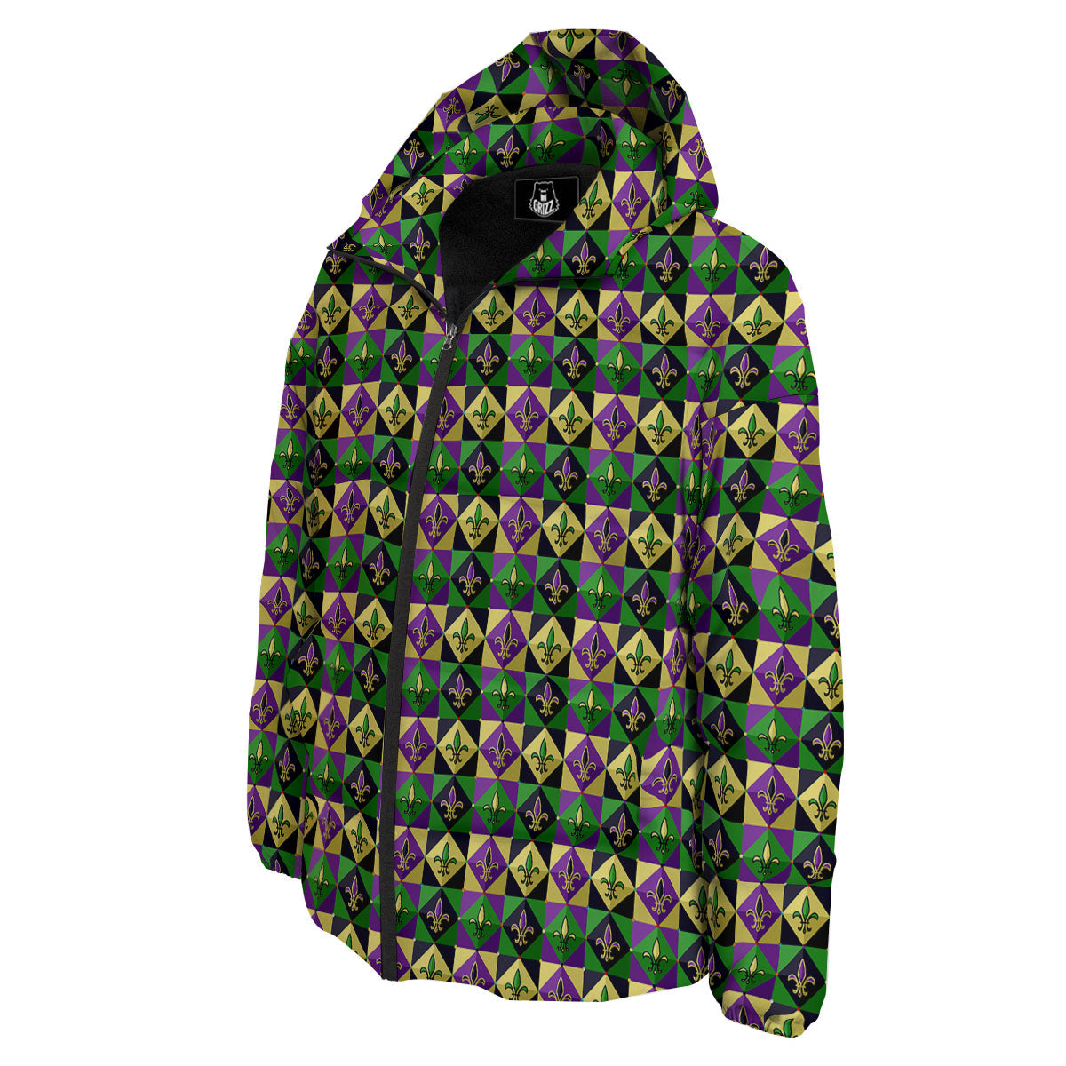 Gras Geometric Mardi Print Pattern Down Jacket-grizzshop