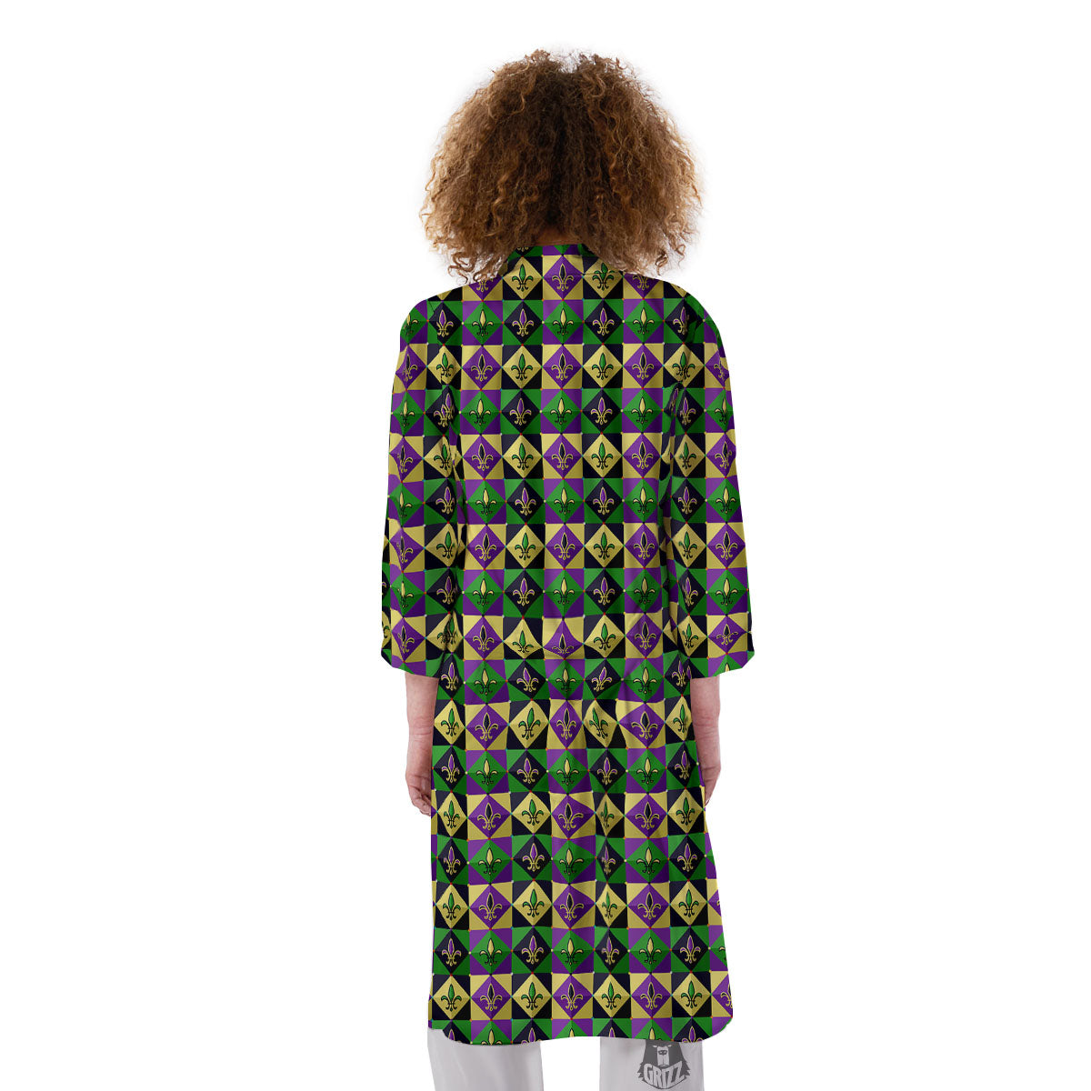 Gras Geometric Mardi Print Pattern Kimono-grizzshop