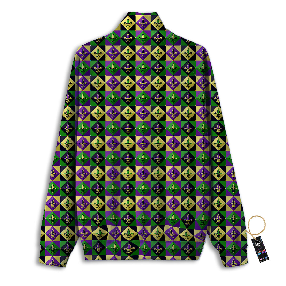 Gras Geometric Mardi Print Pattern Track Jacket-grizzshop