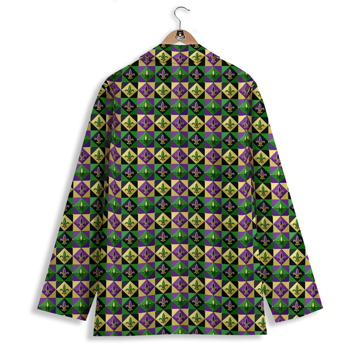 Gras Geometric Mardi Print Pattern Women's Blazer-grizzshop