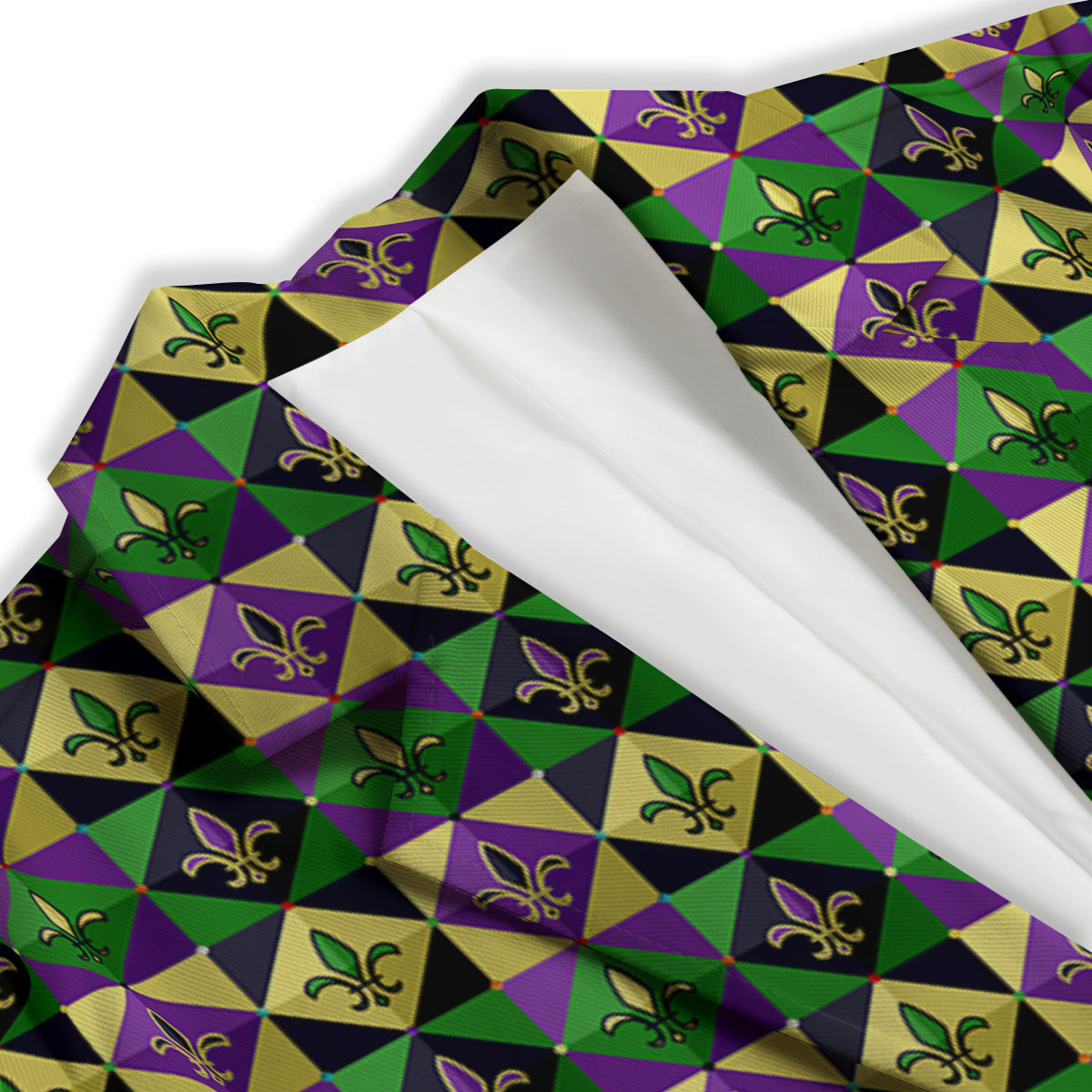 Gras Geometric Mardi Print Pattern Women's Blazer-grizzshop