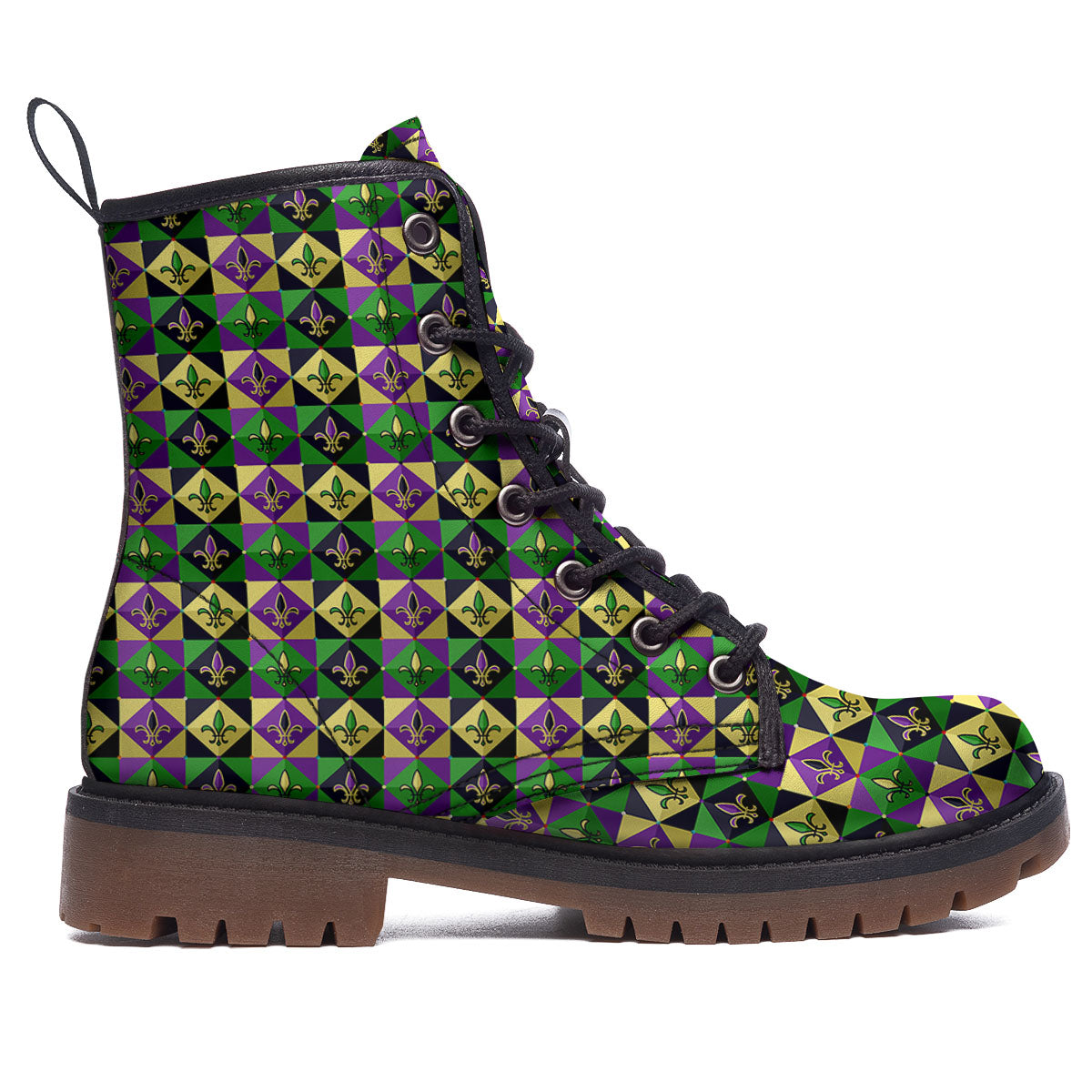 Gras Geometric Mardi Print Pattern Work Boots-grizzshop