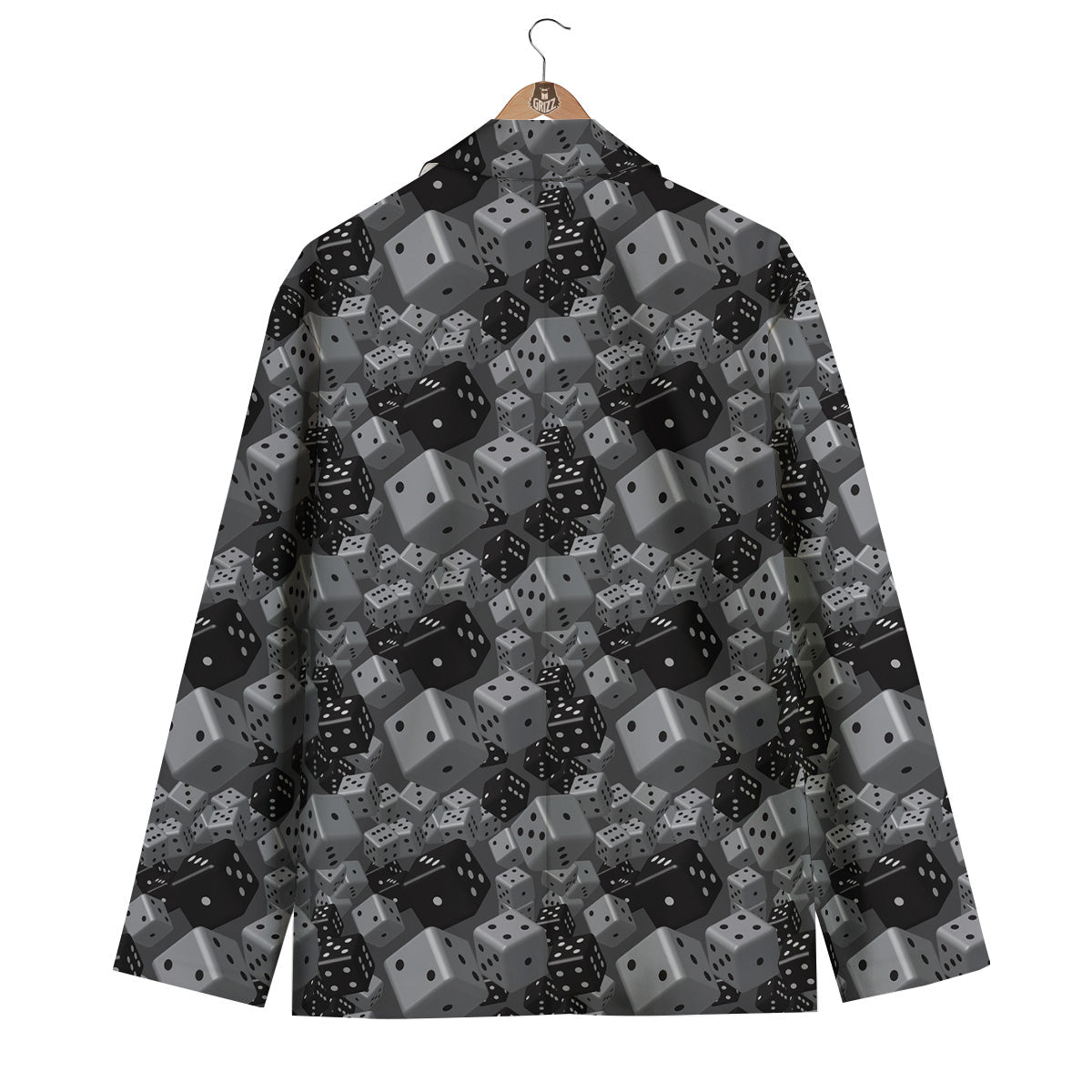 Gray Black 3D Dice Print Pattern Men's Blazer-grizzshop