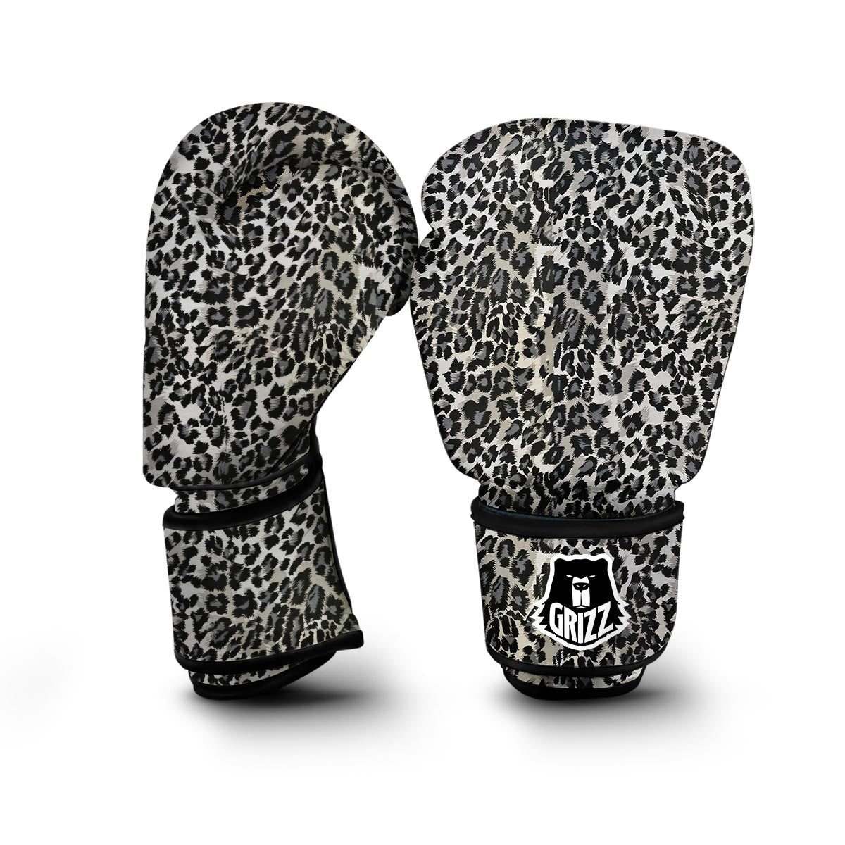 Gray Cheetah Leopard Pattern Print Boxing Gloves-grizzshop