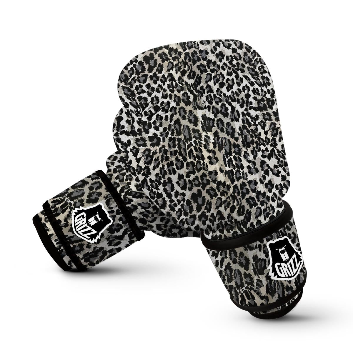 Gray Cheetah Leopard Pattern Print Boxing Gloves-grizzshop