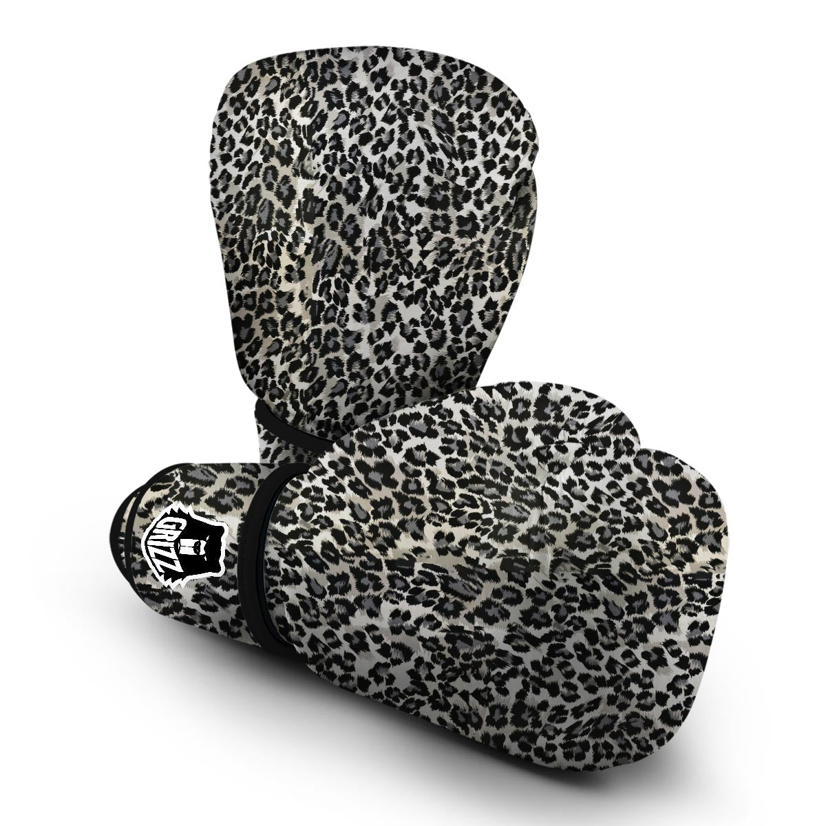 Gray Cheetah Leopard Pattern Print Boxing Gloves-grizzshop