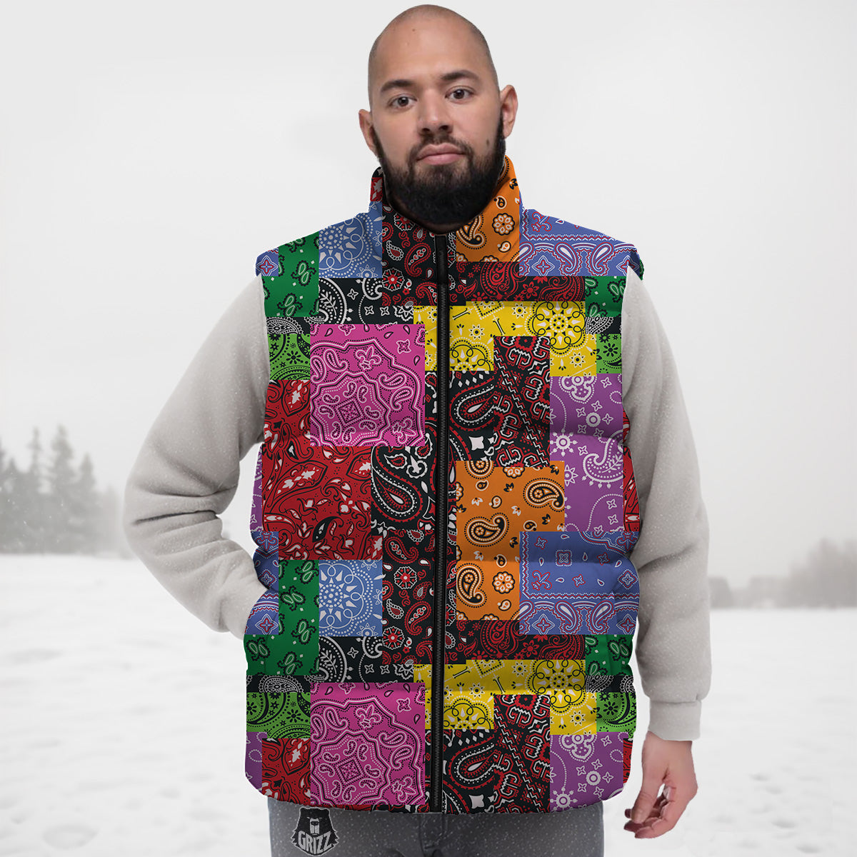 Gray Cheetah Leopard Pattern Print Down Vest-grizzshop