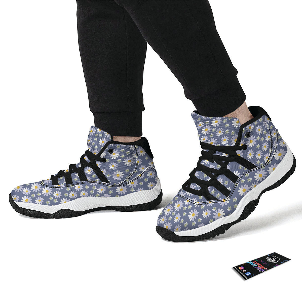Gray Daisy Black Bball Shoes-grizzshop