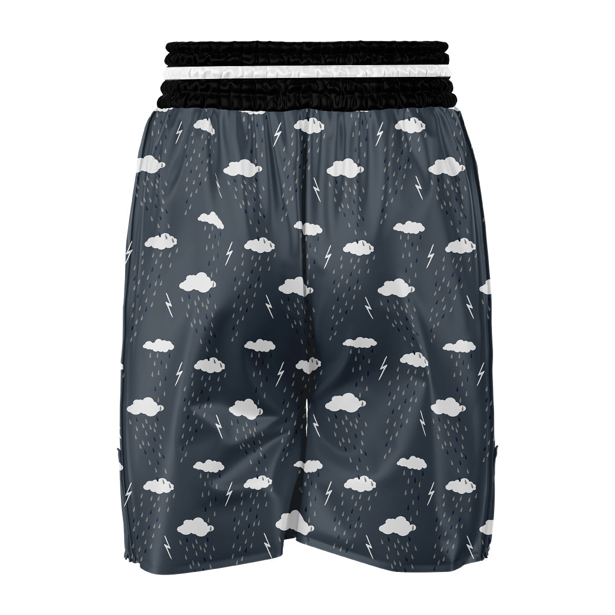 Gray Lightning Thunder Storm Print Pattern Boxing Shorts-grizzshop