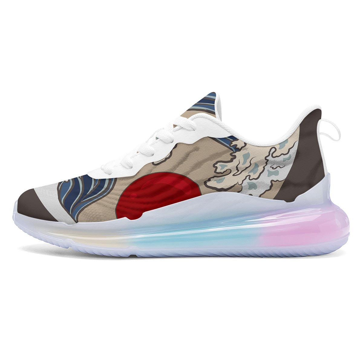 Great Kanagawa Wave Print Running Sneakers-grizzshop