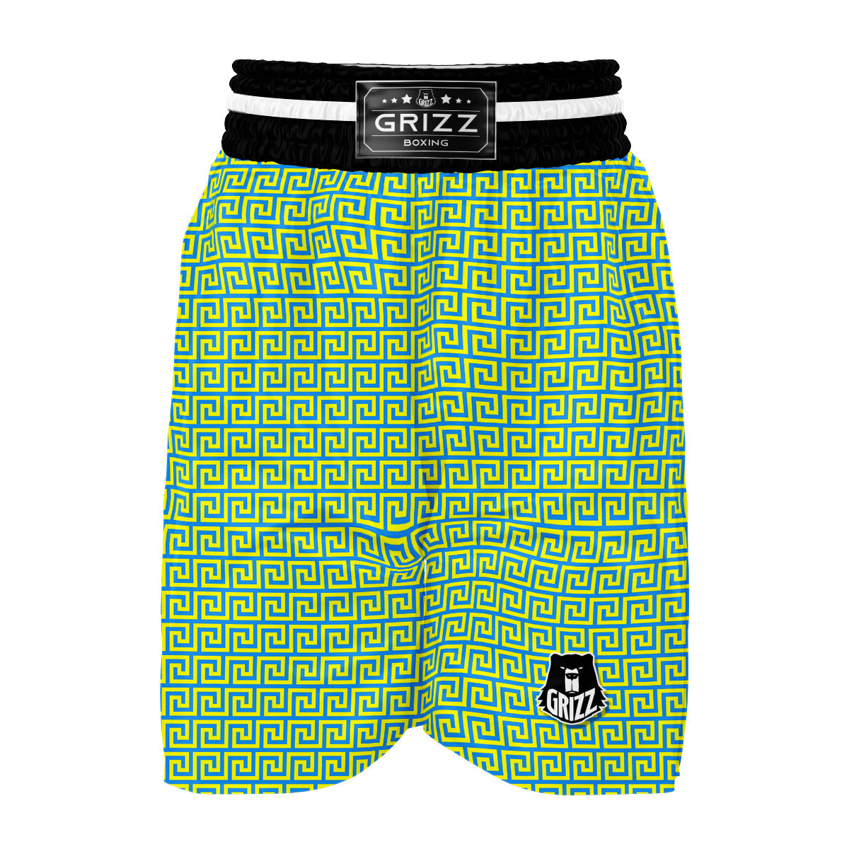 Greek Key Blue Yellow Print Pattern Boxing Shorts-grizzshop