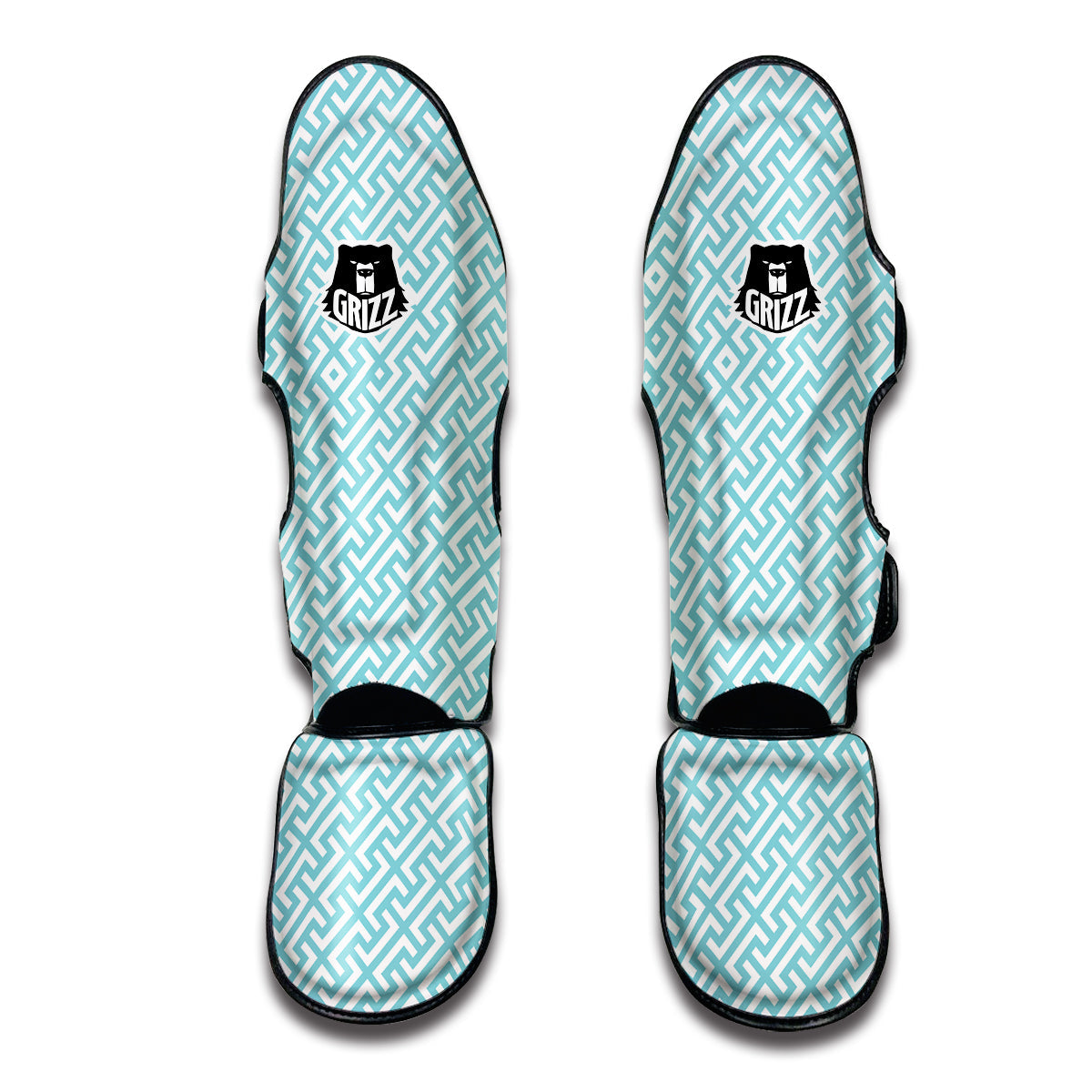 Duck Blue Yellow Print Pattern Muay Thai Shin Guards main image 0