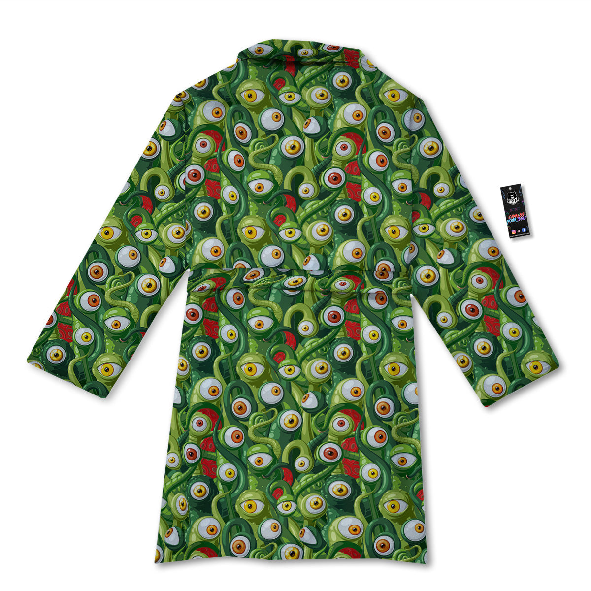 Green Alien Monster Print Pattern Bathrobe-grizzshop