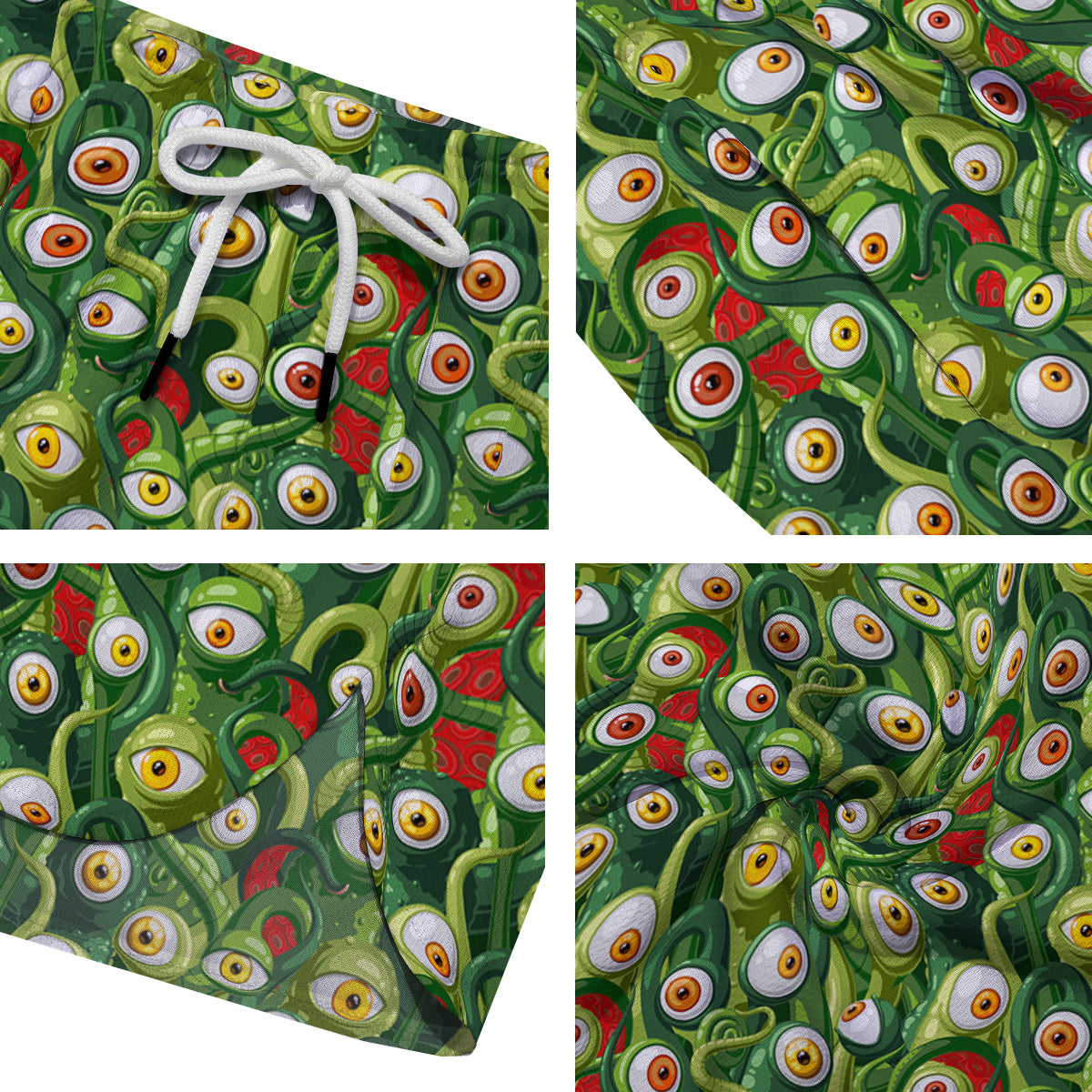 Green Alien Monster Print Pattern Men's Running Shorts-grizzshop