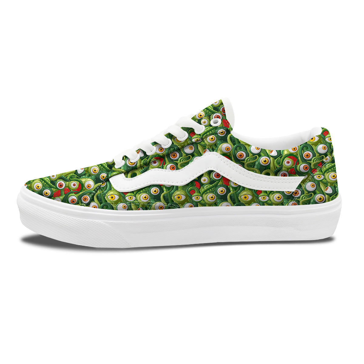 Green Alien Monster Print Pattern Skate Shoes-grizzshop